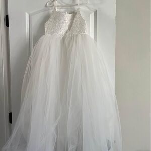Elegant White Lace Kids Flower Girl Dress